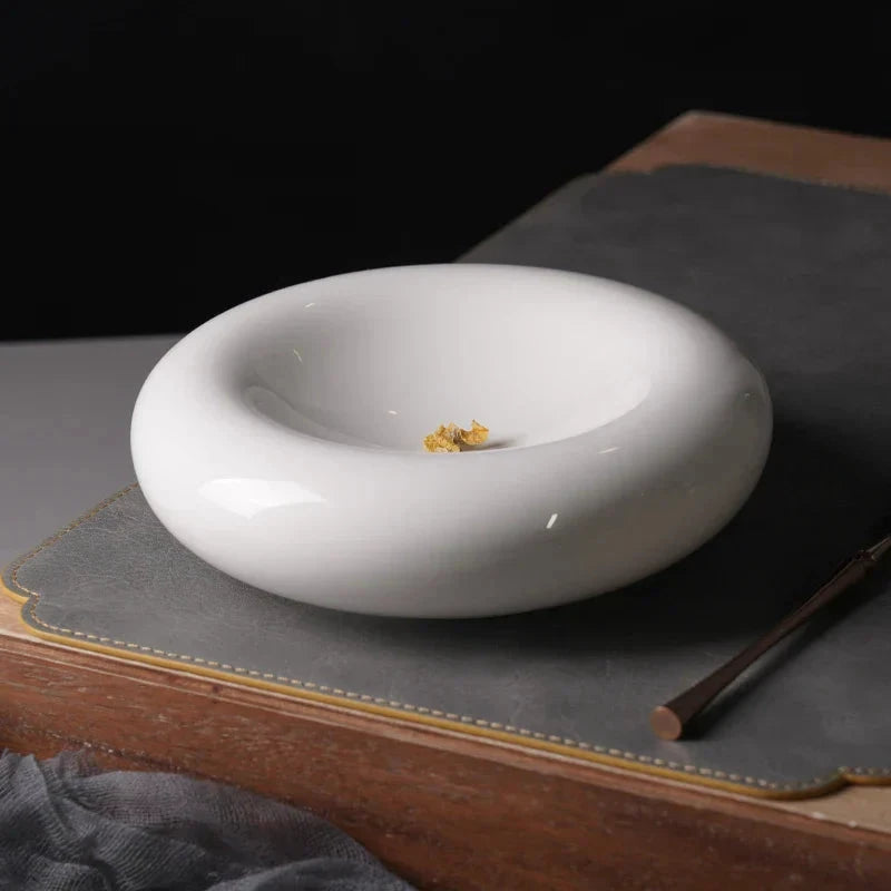 Creative Circular White Ceramic Plate with Double Layer Insulation by Bowlift