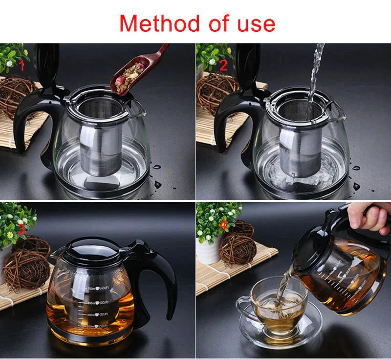 Creative Design Glass Teapot for Tea Flower with Removable Steel Filter by Bowlift