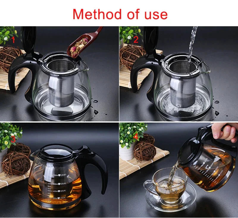Creative Glass Teapot with Removable Steel Infuser Filter Tea Kettle by Bowlift
