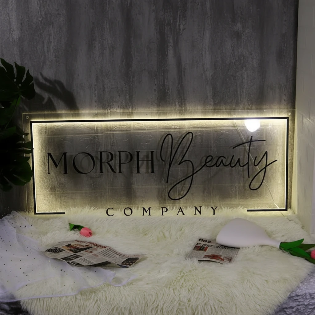 Custom Acrylic Backlit Business Logo Sign 3D Wall Decor Sign by Neonchics Signs