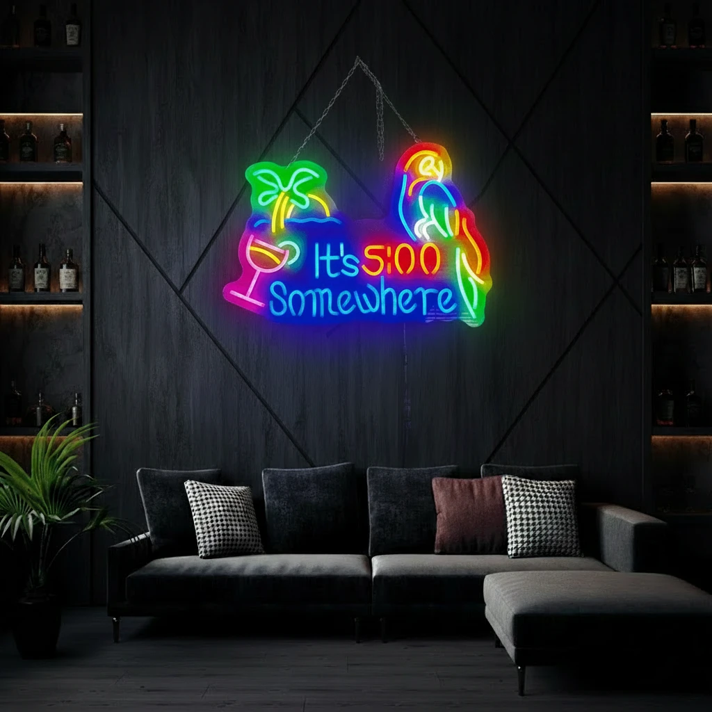 It's 5 O'clock Somewhere Neon Sign Tiki Bar Neon Light by Neonchics