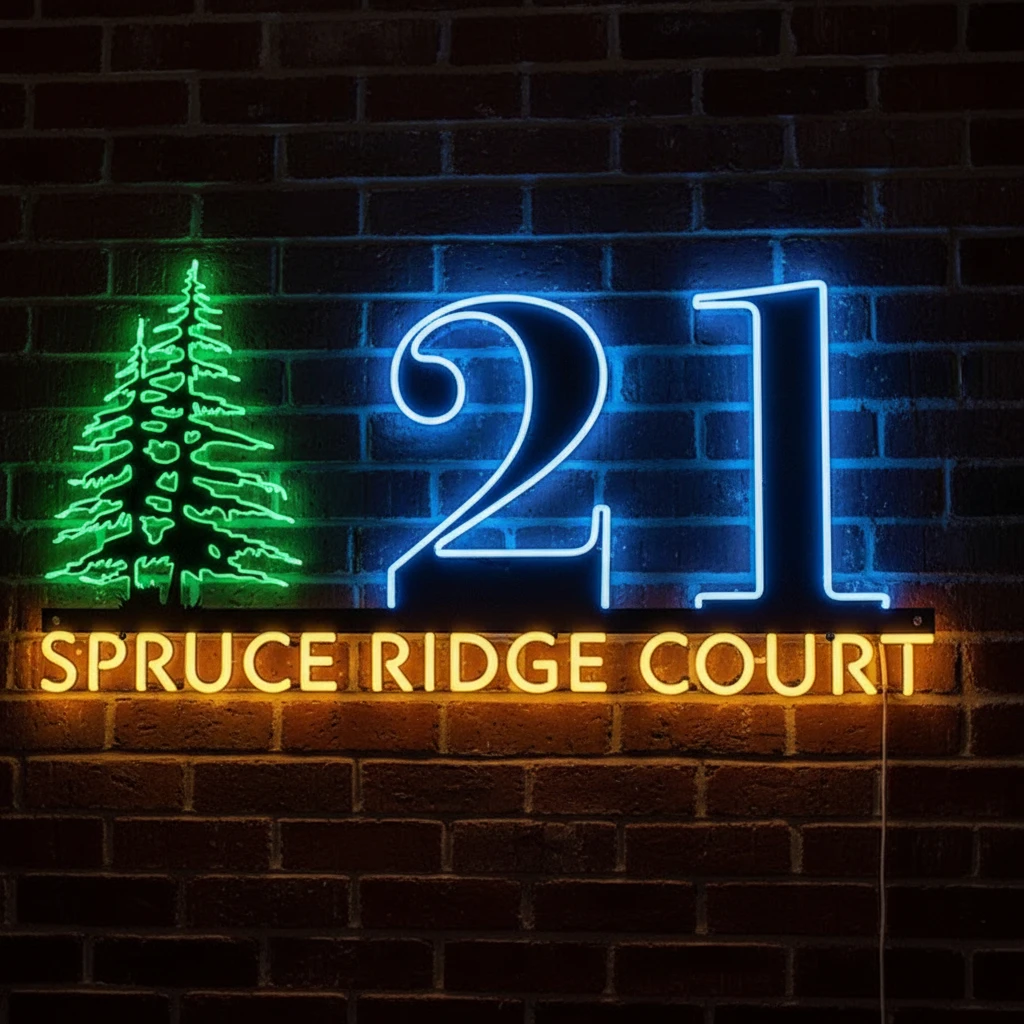 Custom Metal House Number Sign Address Plaque by Neonchics