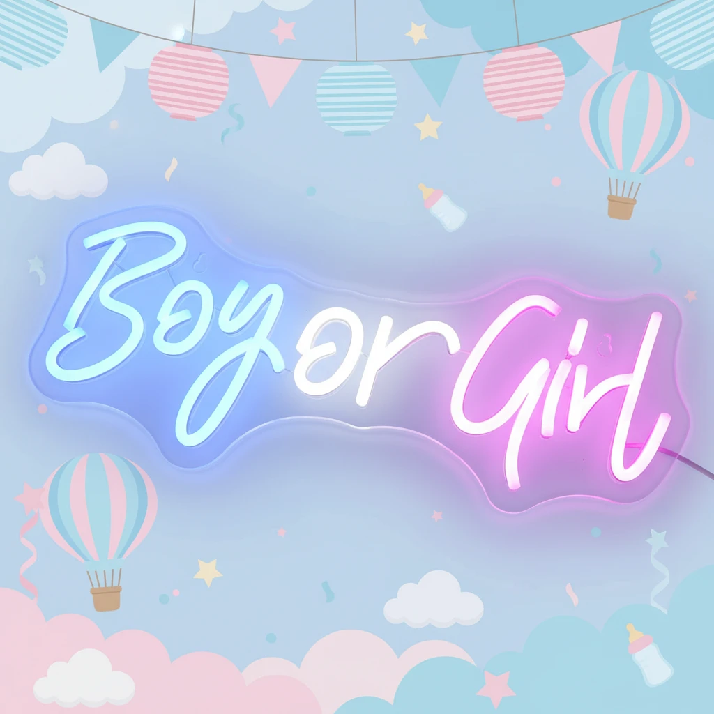 Boy or Girl Neon Sign for Baby Shower&Gender Reveal Party Decor by Neonchics