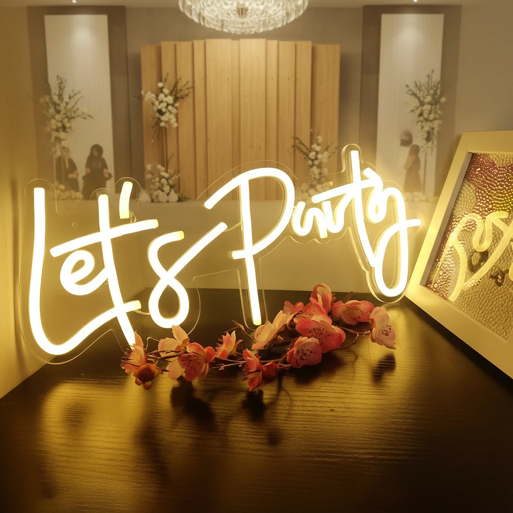 Let's Party Neon Sign for Event Party Decor by Neonchics