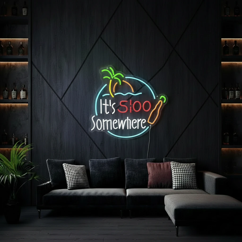 It's 5:00 Somewhere Bar Neon Sign by Neonchics
