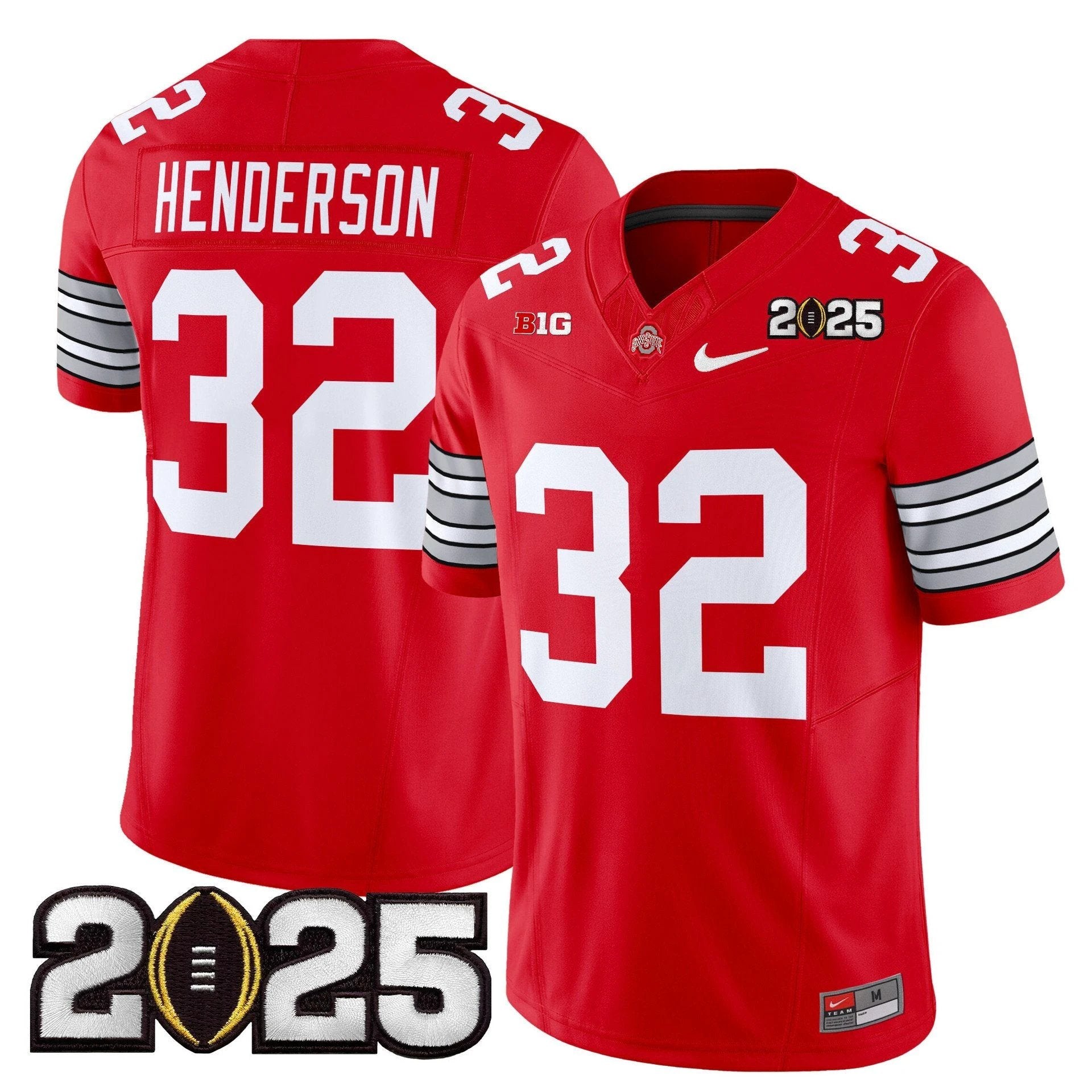 Treveyon Henderson Jersey #32 Ohio State Heritage Stripe 2025 CFP Final Red by My Store NCAA Football Jerseys