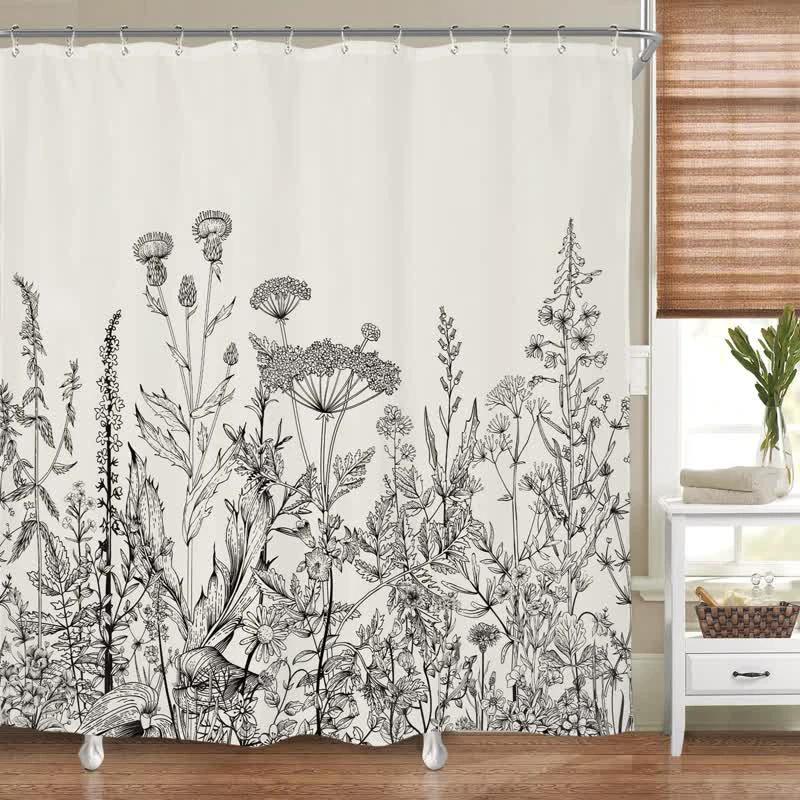 Pastoral Style Plants Waterproof Shower Curtain by Casa & Beyond