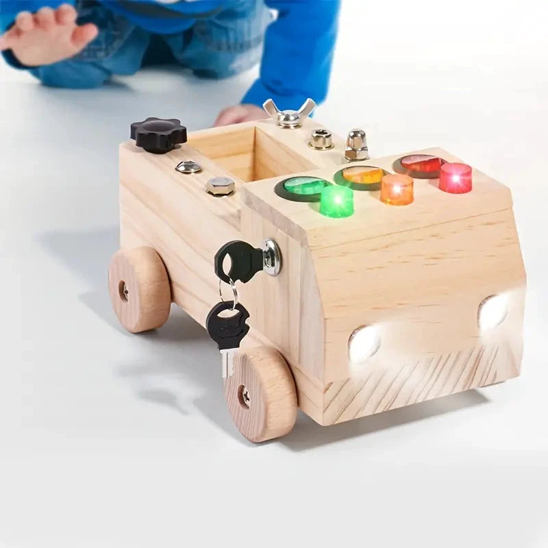 Montessori Busy Board – Interdraft Wooden Learning Toy for Fine Motor Skills & Cognitive Development (Ages 3–12) by BowLift