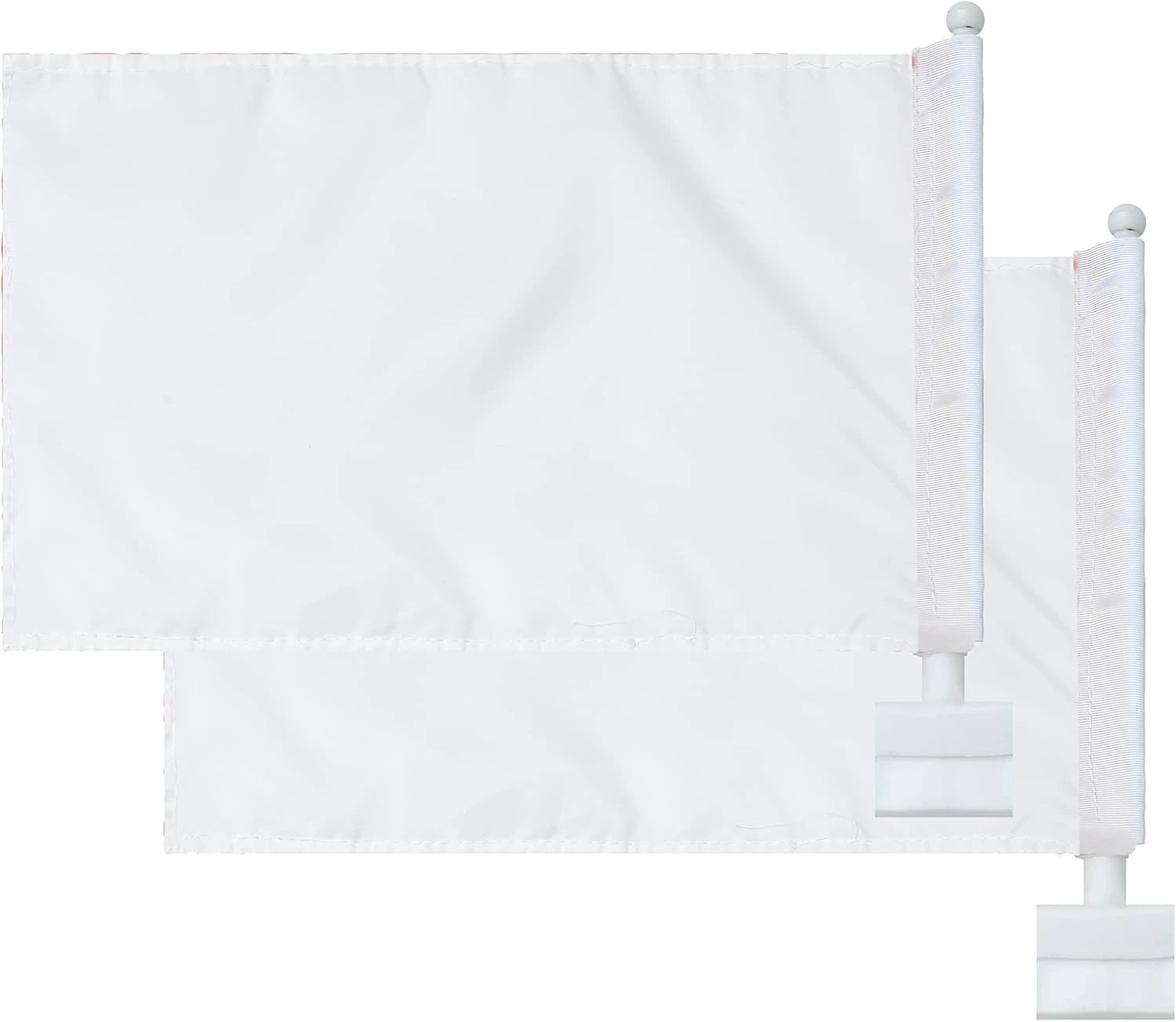 White Color Flag Car Window Flag of White 11X18 Inch(28x46cm) 100% Polyester, Strong White Flagpole by flagsshop