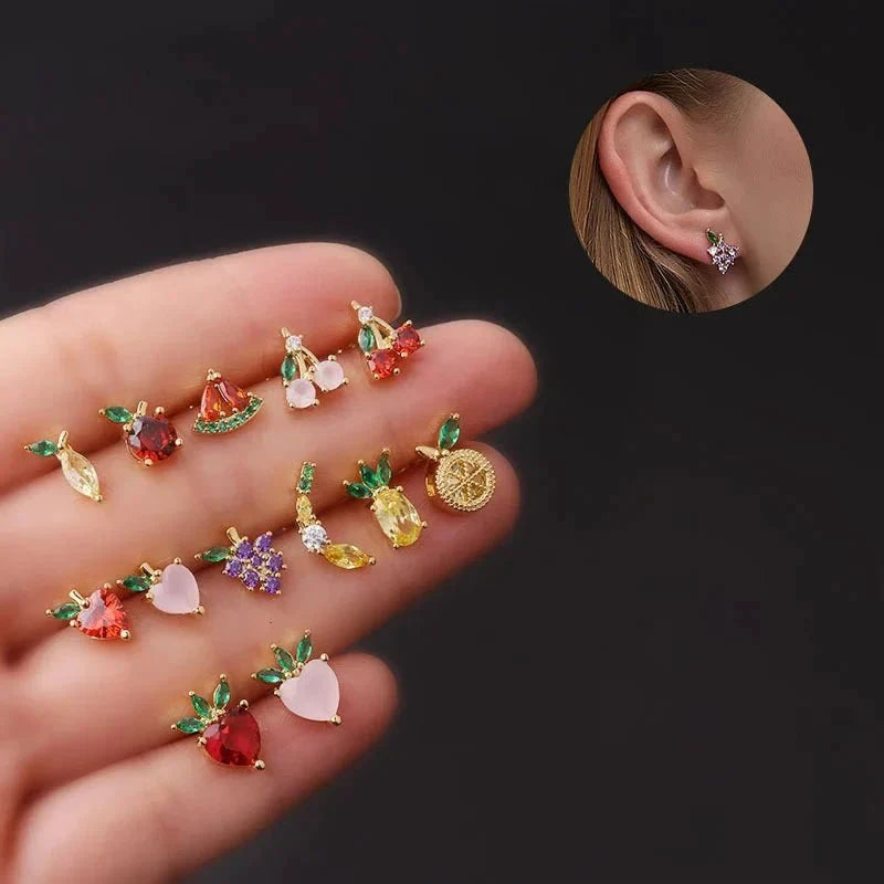 Dainty Fruit Hoop & Stud Earrings by BowLift