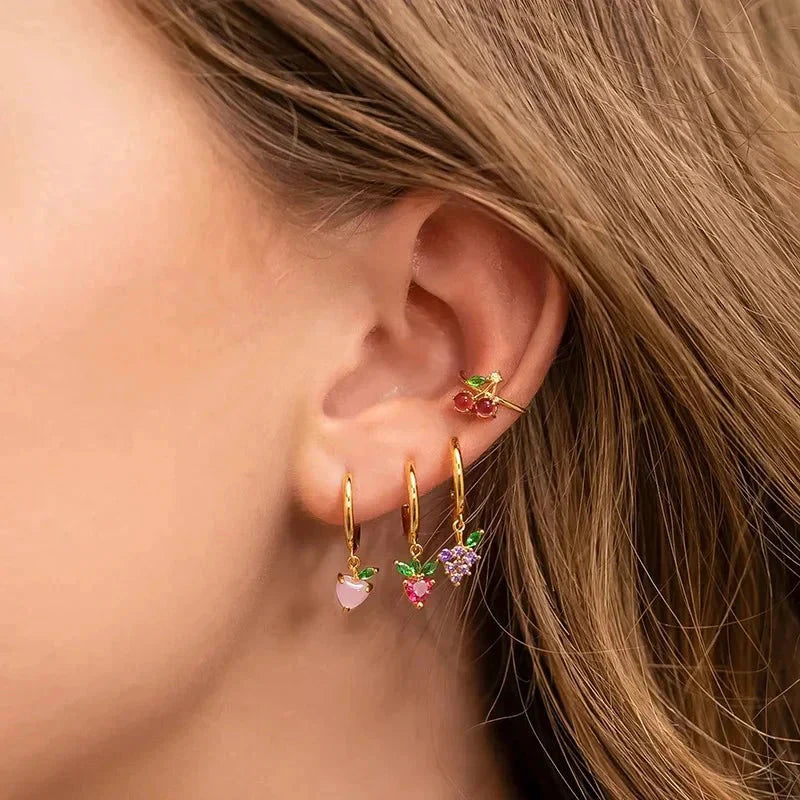 Dainty Fruit Hoop & Stud Earrings by BowLift