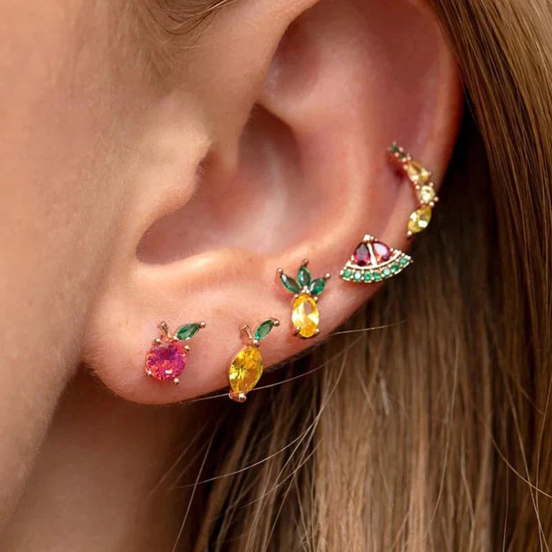 Dainty Fruit Hoop & Stud Earrings by BowLift