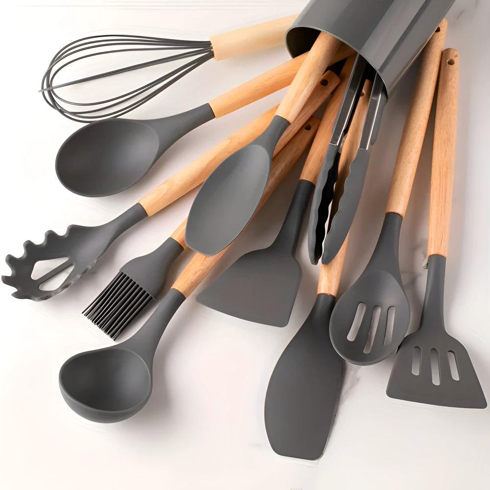 Silicone Cooking Utensils Set by Casa & Beyond