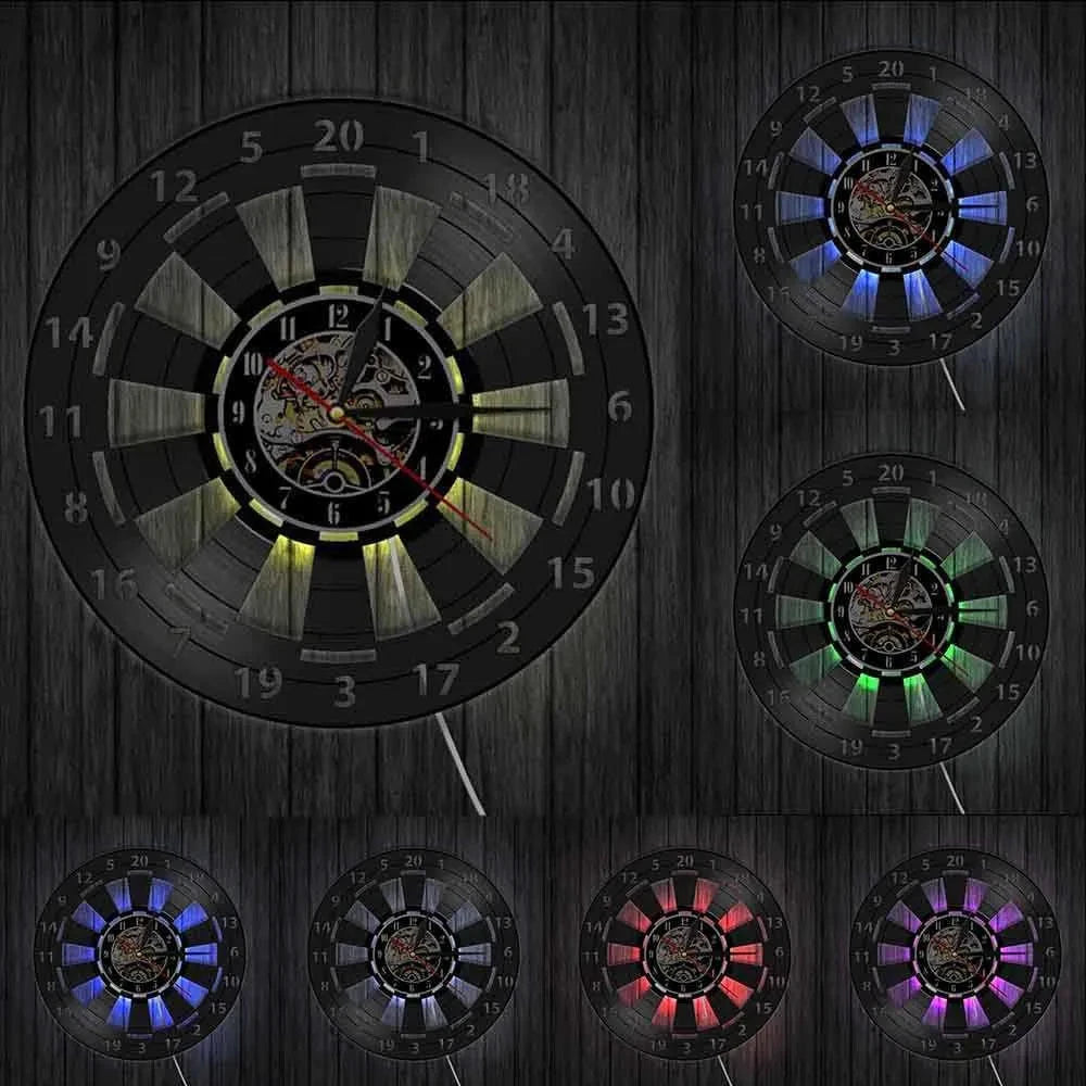 DartGlow Vintage Dartboard Wall Clock Bowlift by Bowlift