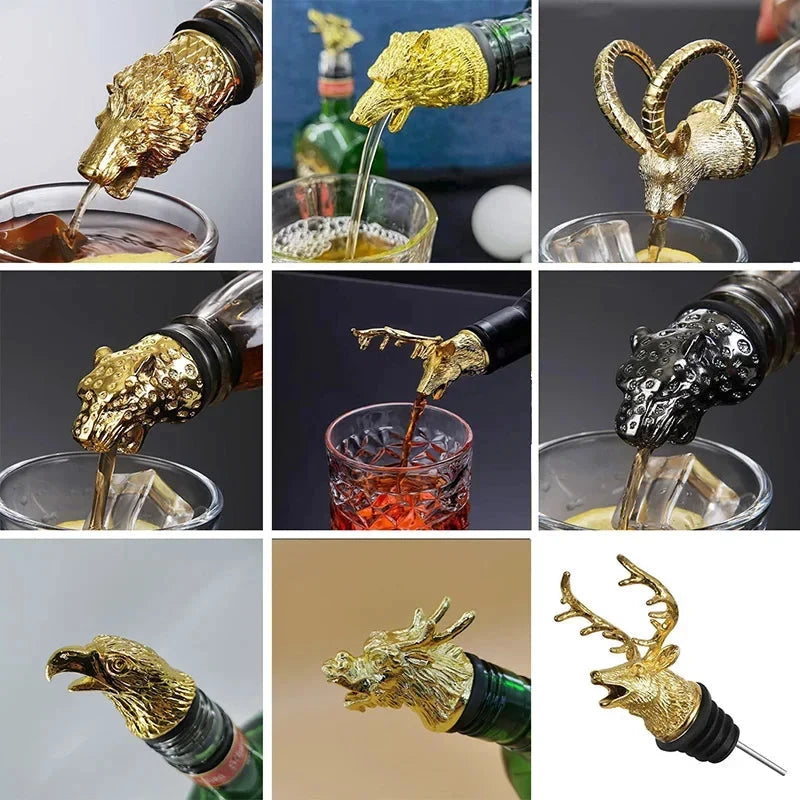 Decorative Head Wine Pourer Wine Pour Spout Stopper Bar Accessories by Bowlift