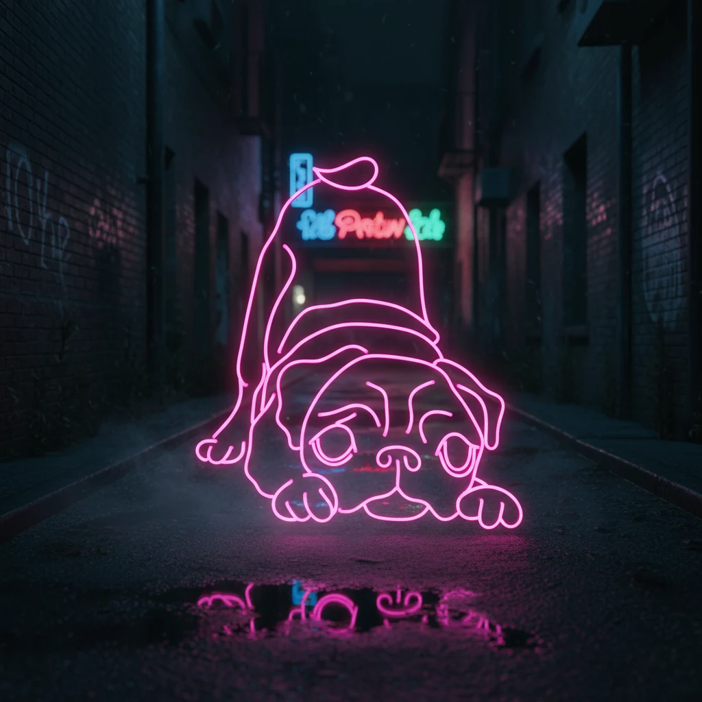 Pug Dog Led Neon Sign by Neonchics