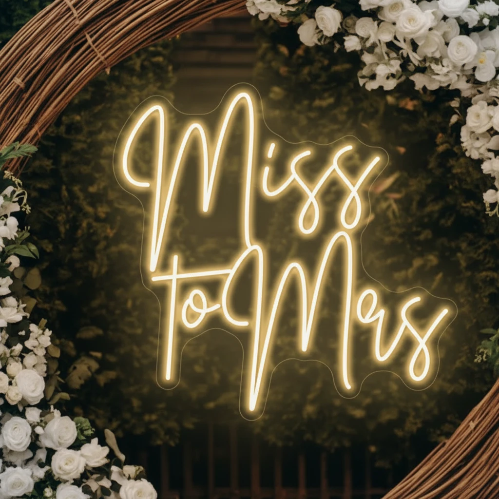 Miss To Mrs Neon Sign Custom Wedding LED Neon Light by Neonchics