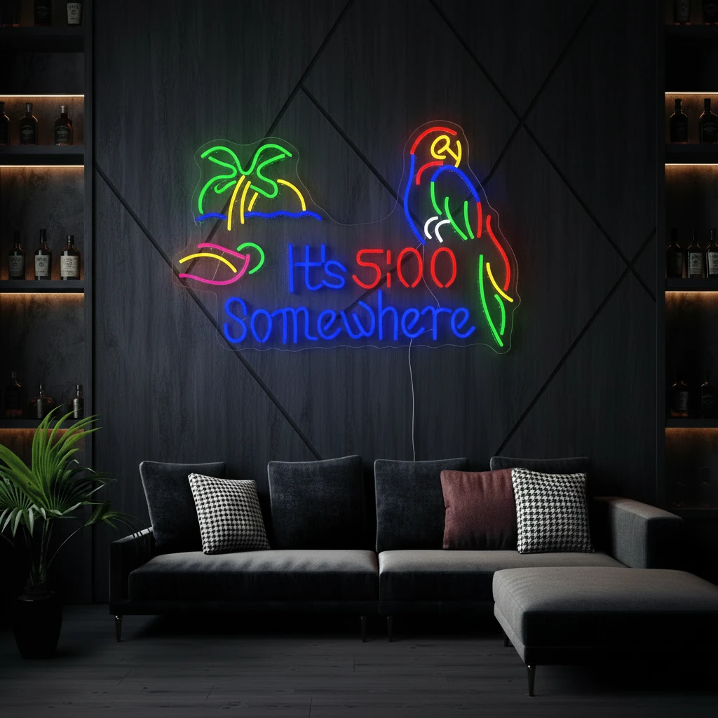 It's 5 O'clock Somewhere Neon Sign Tiki Bar Neon Light by Neonchics