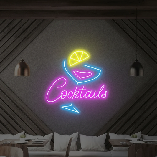 Cocktails Neon Sign Bar Neon Sign Wall Art by Neonchics