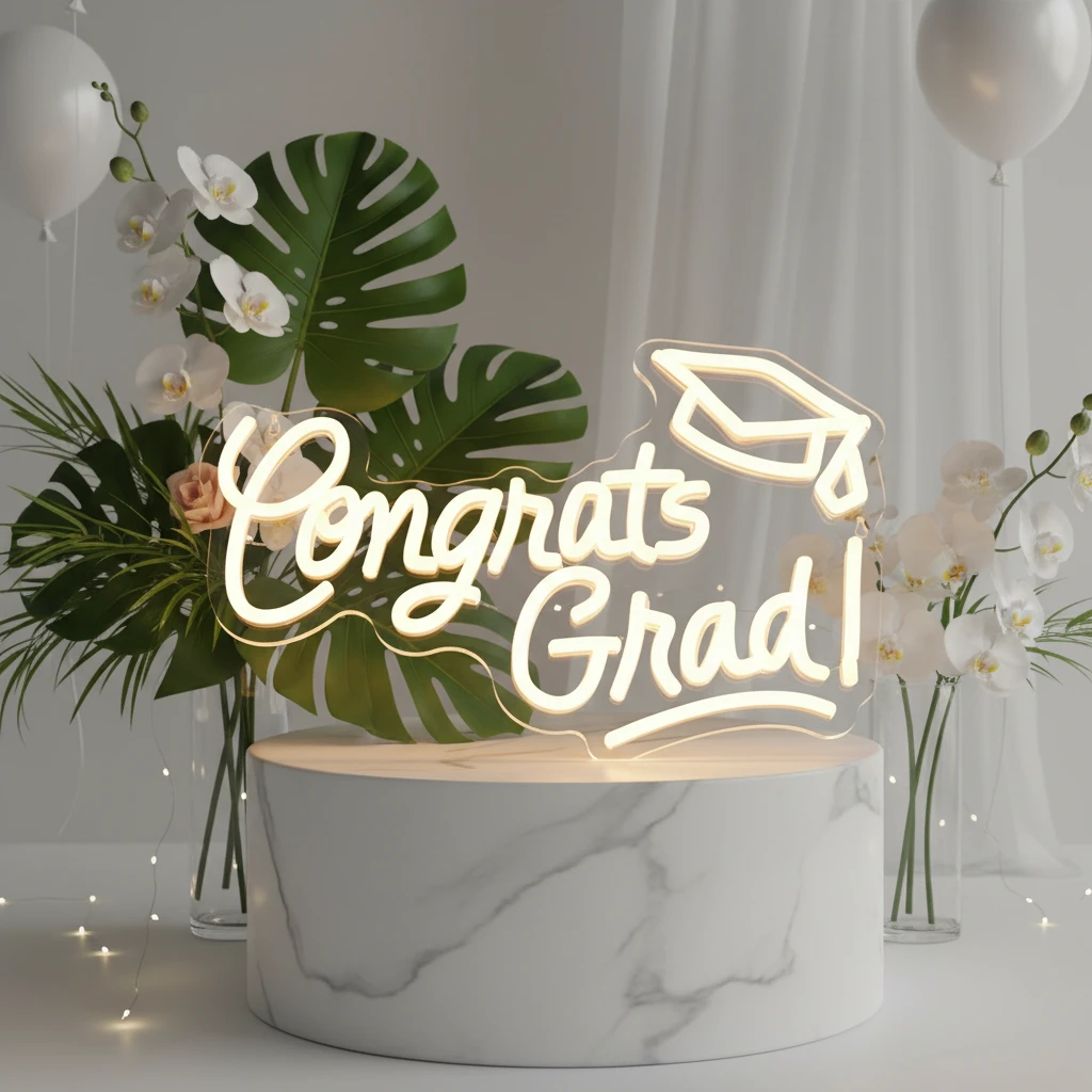 Congrats Grad Neon Sign for Graduation Party Decor by Neonchics