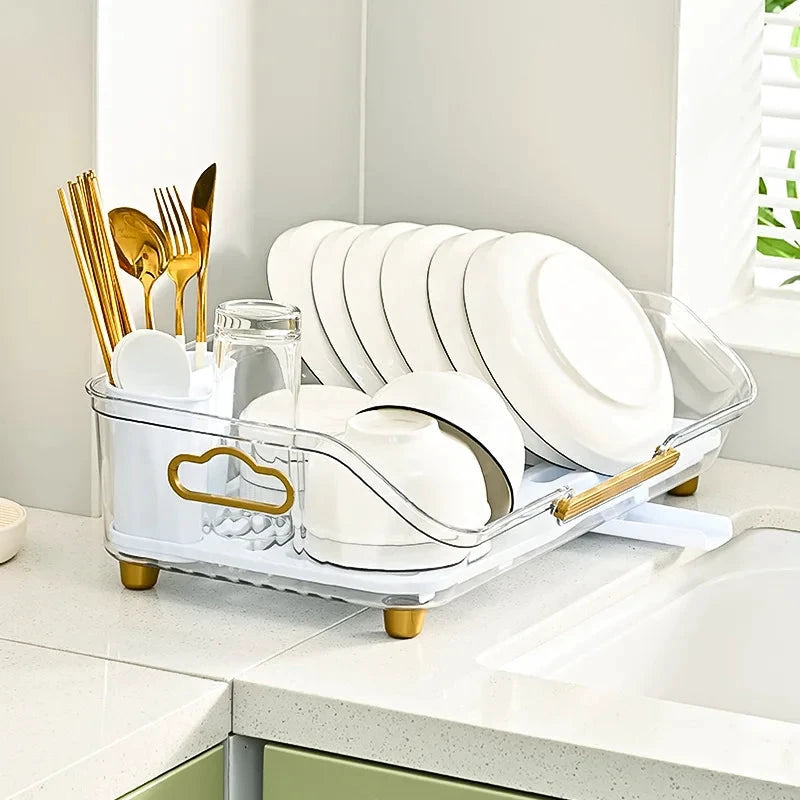 Detachable Sink Dish Drainer Countertop Organizer with Utensil Holder by Bowlift