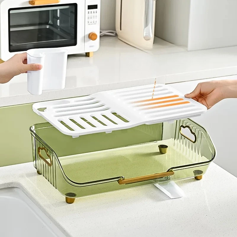 Detachable Sink Dish Drainer Countertop Organizer with Utensil Holder by Bowlift
