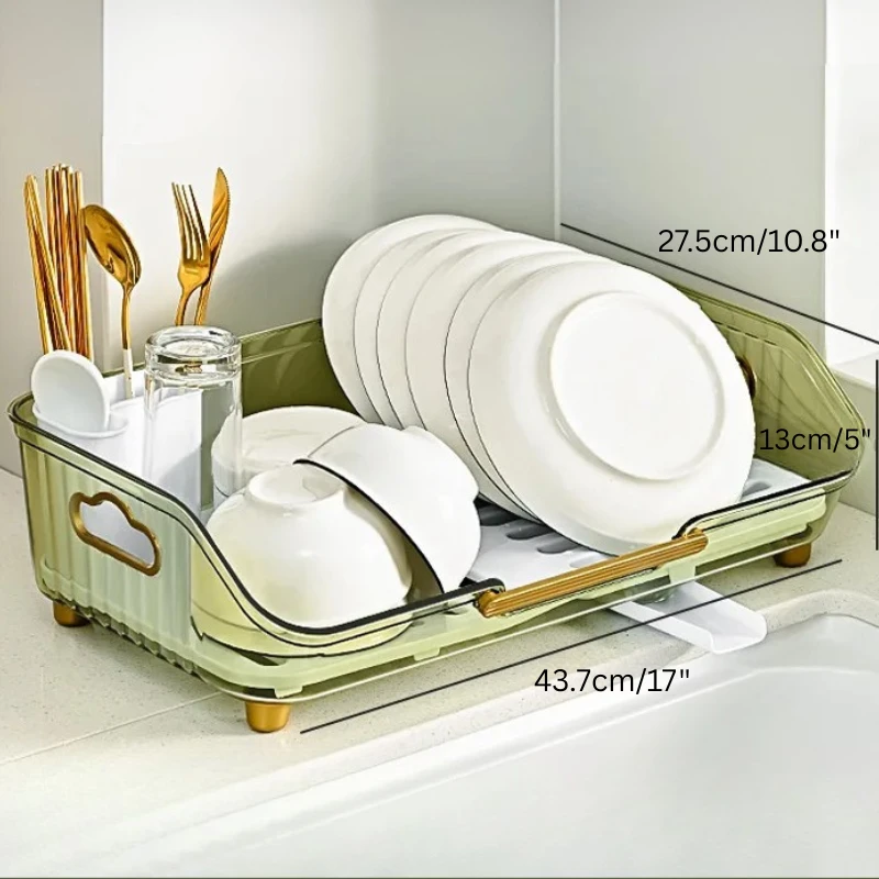 Detachable Sink Dish Drainer Countertop Organizer with Utensil Holder by Bowlift