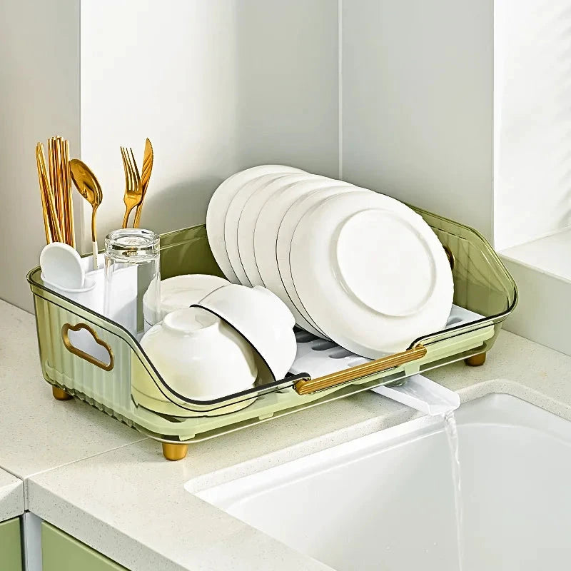 Detachable Sink Dish Drainer Countertop Organizer with Utensil Holder by Bowlift