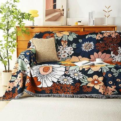 Floral Garden Tassel Sofa Cover by Casa & Beyond
