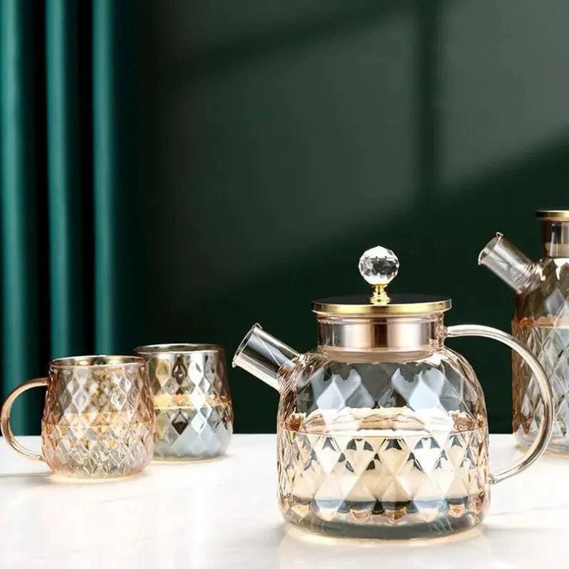 Diamond Type Glass Water Kettle Creative Glass Kettle Bottle by Bowlift