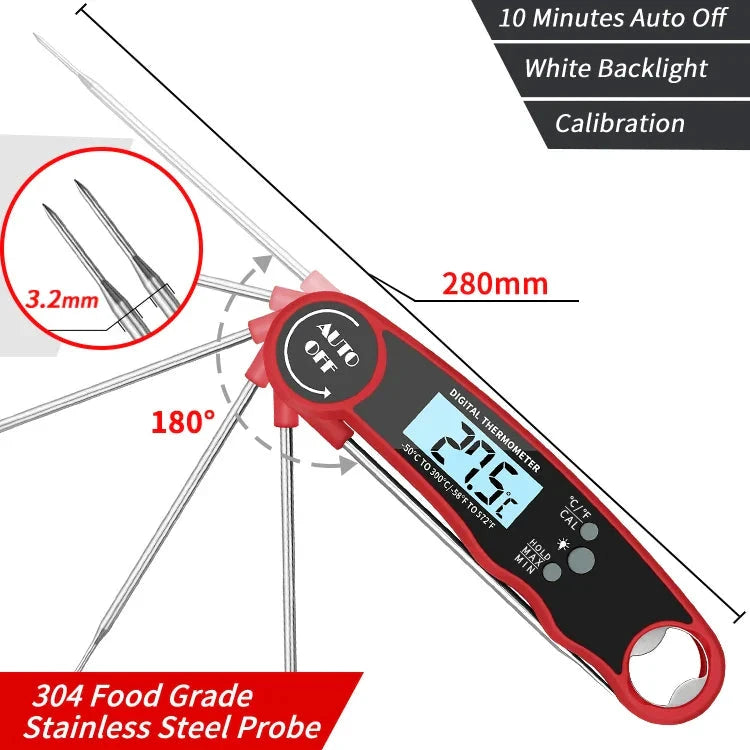 Digital Food Thermometer Instant Read Meat Thermometer with Backlight by Bowlift