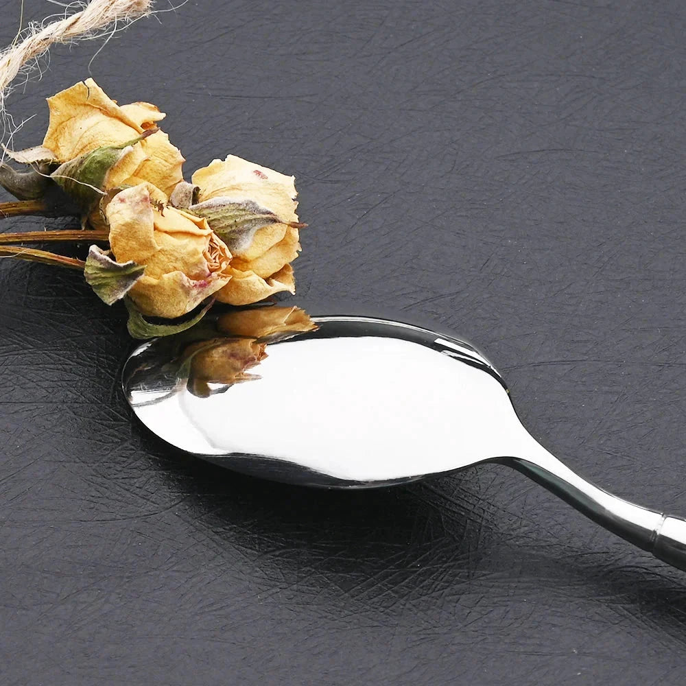 Dinnerware Vintage Cutlery Set Stainless Steel Mirror Silverware Set by Bowlift