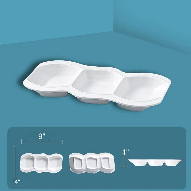 Dipping Saucer Multi-grid Dish Plate Kitchen Dressing Dishes by Bowlift