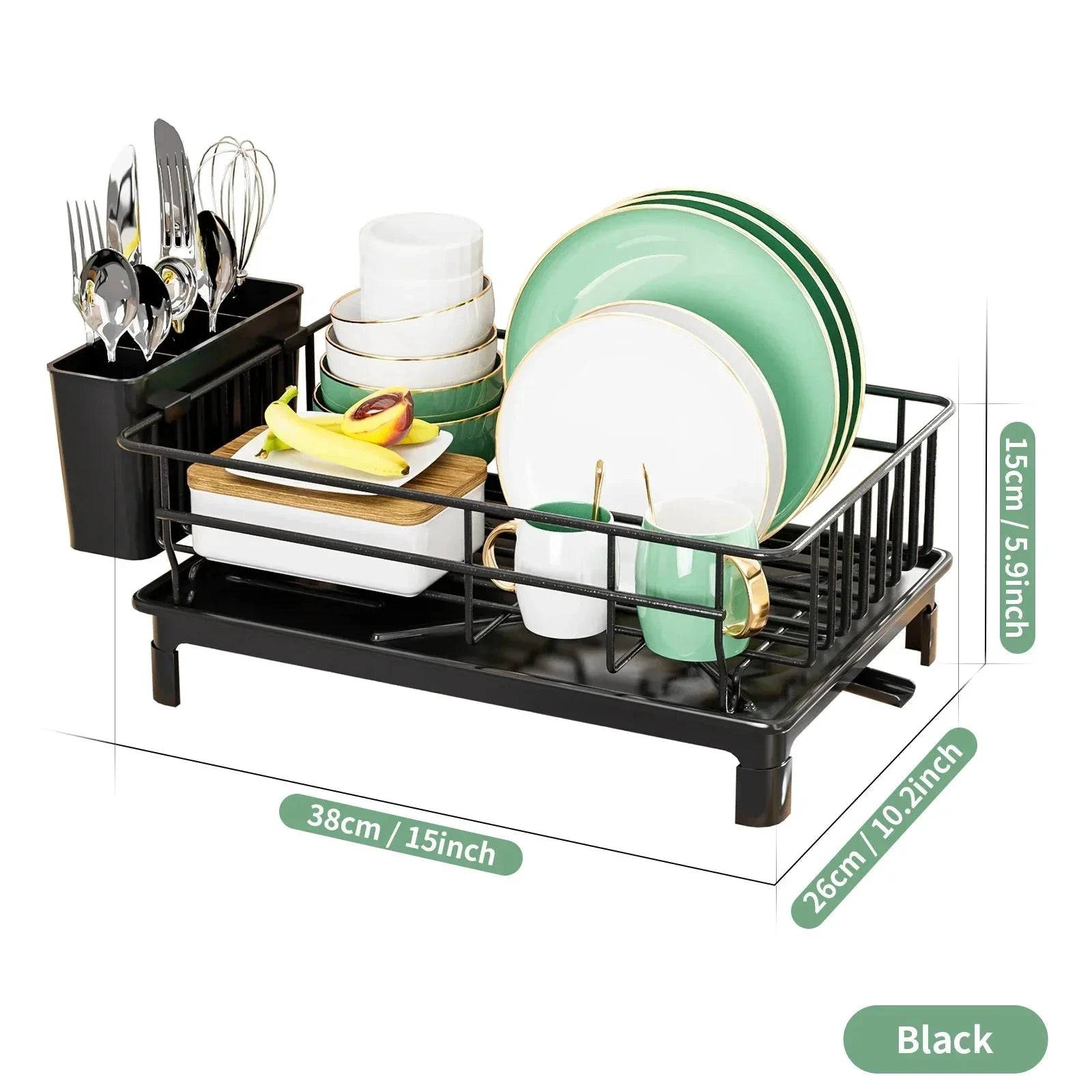 Dish Draining Rack Cutlery Rack With Drain Tray And Drip Line Drainer by Bowlift