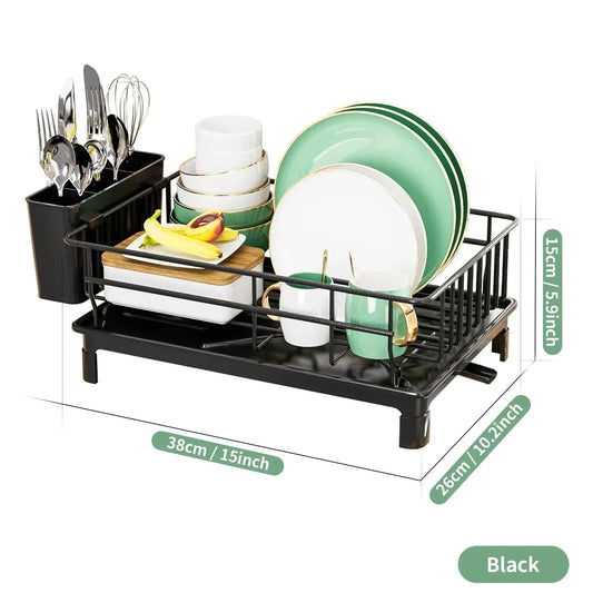 Dish Draining Rack Cutlery Rack With Drain Tray And Drip Line Drainer by Bowlift
