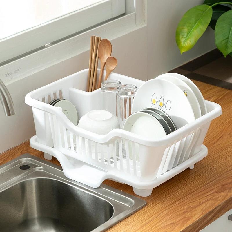 Dish Drying Rack Kitchen Utensils Drainer Rack with Drain Board by Bowlift