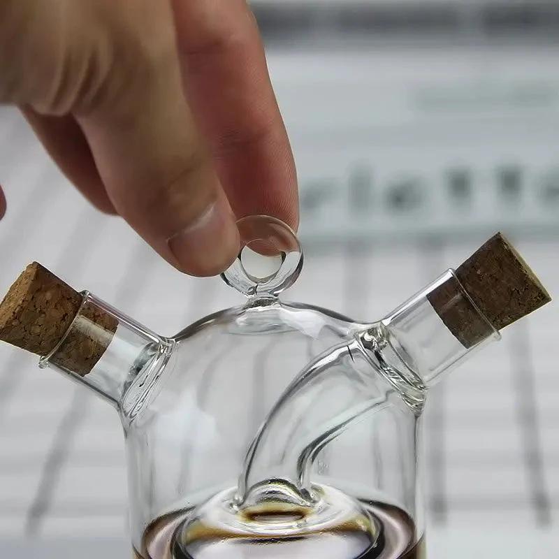 Double Glass Oiler Dual-purpose Glass Bottle Condiment Bottle by Bowlift