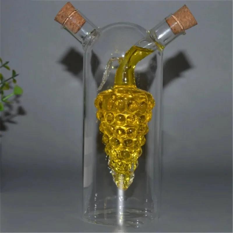 Double Glass Seasoning Bottle Condiment Bottles Oiler Kitchen Supply by Bowlift