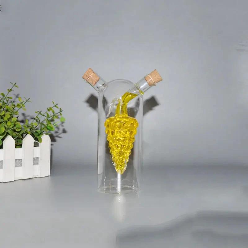Double Glass Seasoning Bottle Condiment Bottles Oiler Kitchen Supply by Bowlift