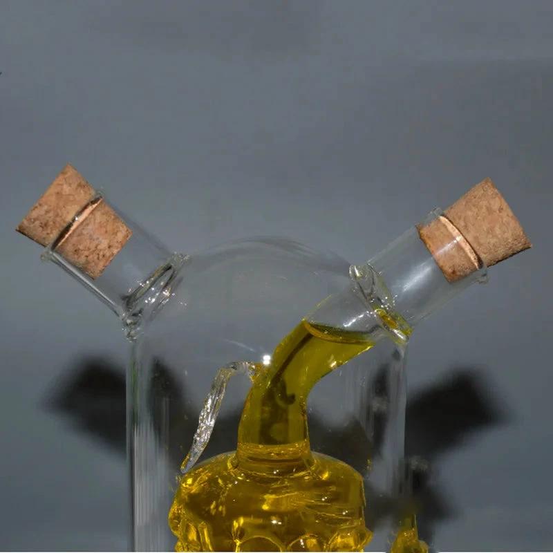 Double Glass Seasoning Bottle Condiment Bottles Oiler Kitchen Supply by Bowlift