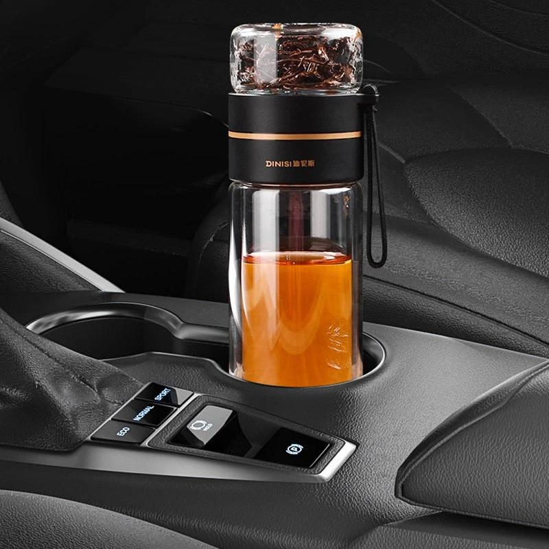 Double-Layer Glass Water Bottles Tea Infuser Bottle Tea Separation Mug by Bowlift