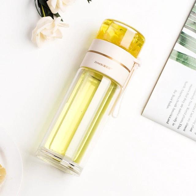 Double-Layer Glass Water Bottles Tea Infuser Bottle Tea Separation Mug by Bowlift