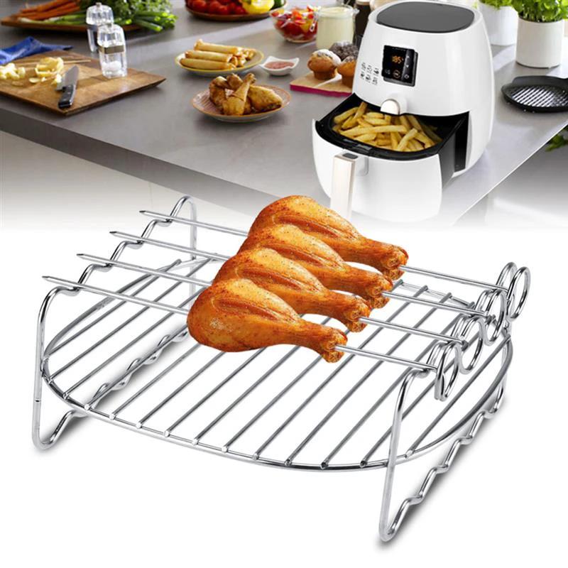 Double Layer Stainless steel Skewers Barbecue Rack BBQ Tray by Bowlift