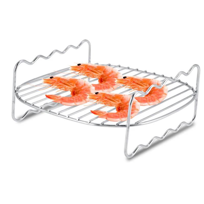 Double Layer Stainless steel Skewers Barbecue Rack BBQ Tray by Bowlift