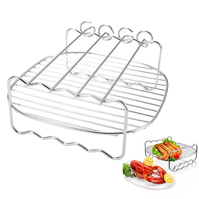 Double Layer Stainless steel Skewers Barbecue Rack BBQ Tray by Bowlift