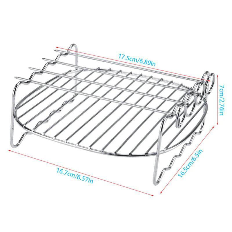 Double Layer Stainless steel Skewers Barbecue Rack BBQ Tray by Bowlift