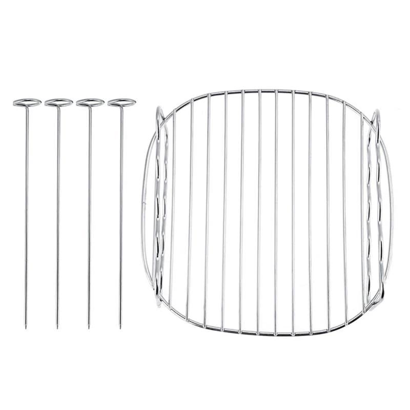 Double Layer Stainless steel Skewers Barbecue Rack BBQ Tray by Bowlift