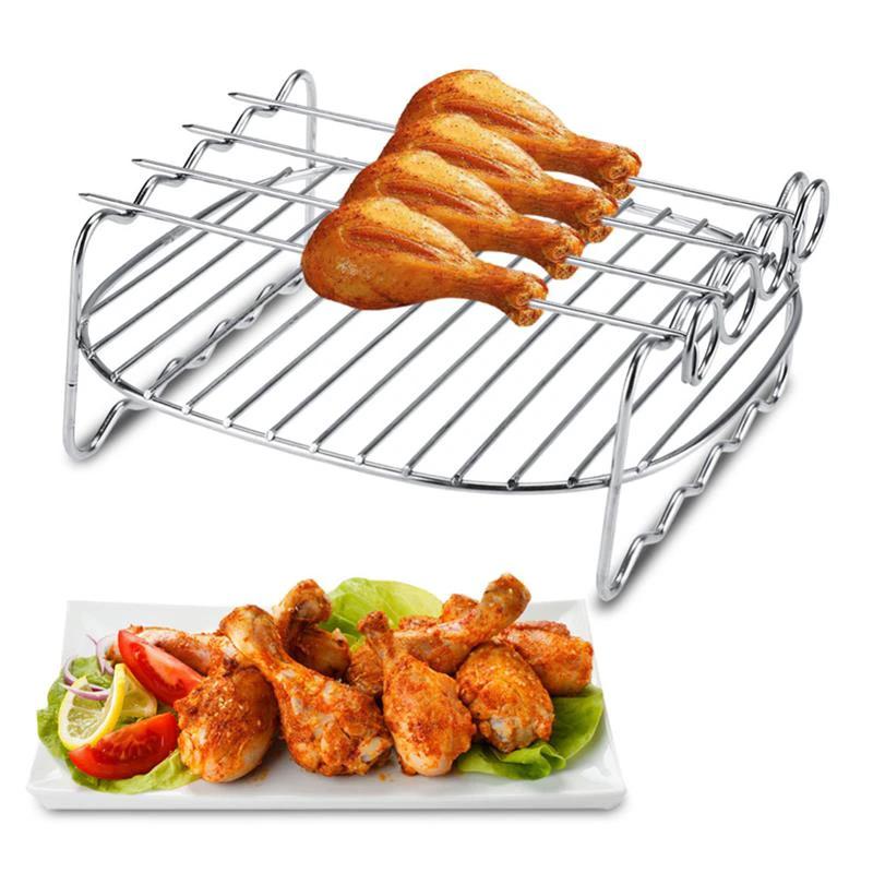 Double Layer Stainless steel Skewers Barbecue Rack BBQ Tray by Bowlift