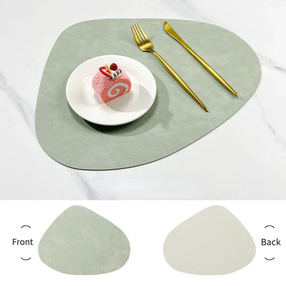 Double-Sided Anti-Slip Cowhide Leather Water-Drop Placemat Table Mat by Bowlift
