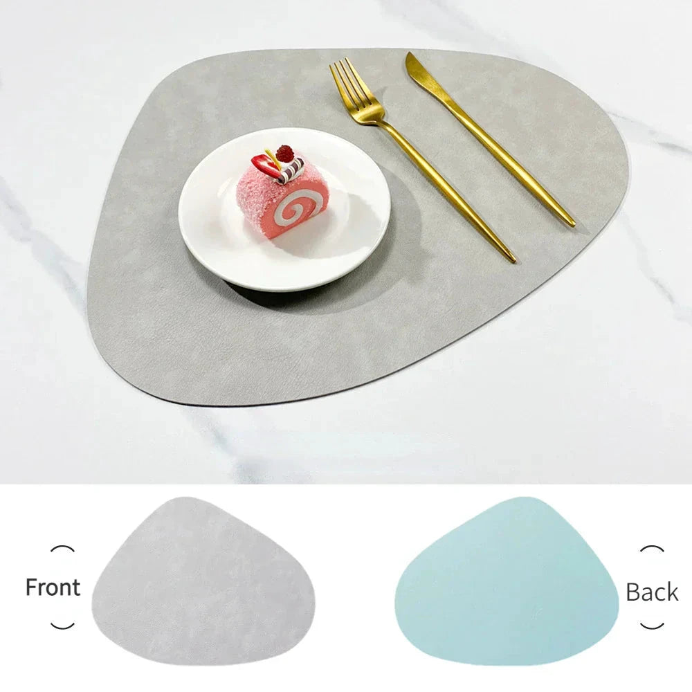 Double-Sided Anti-Slip Cowhide Leather Water-Drop Placemat Table Mat by Bowlift